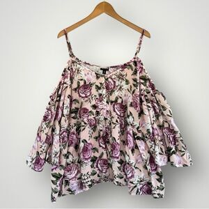 🎉5 for $45🎉 Torrid Floral Top Blouse Shirt Size 3X Coldshoulder